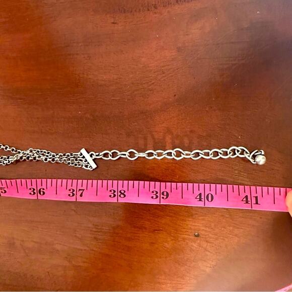 Chico’s Necklace 3 Strand Multi Silver Tone Link Long Southwest Western Vibes - Picture 6 of 9